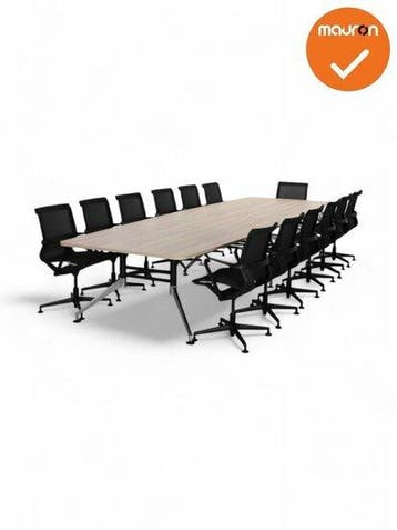 Grote vergadertafel - bootvormig SIGN - 440x140 cm - NIEUW, Vergader- of Presentatieruimte, Ophalen of Verzenden, Nieuw zonder verpakking