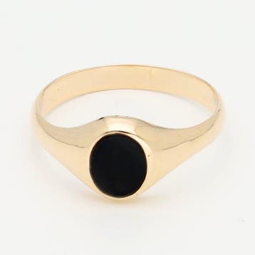 Zonder minimumprijs - Ring - 14 karaat Geel goud - Onyx, Nieuw