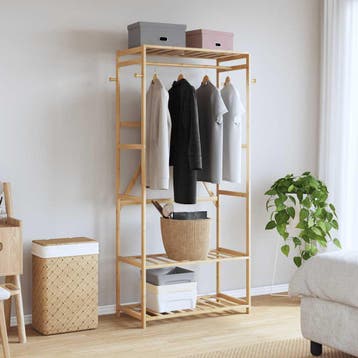 vidaXL Kledingrek met schappen 80x40x175 cm bamboe, Verzenden, Nieuw