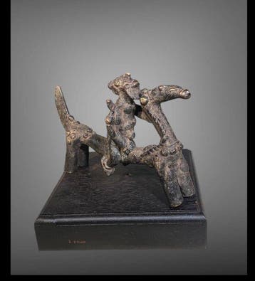 Sculptuur DOGON - 11 cm - Magnifieke Dogon-ruiter in brons -