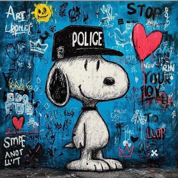 ERIC BRUMETTE - SNOOPY POLICE 2 - Toile L - LIMITED EDITION