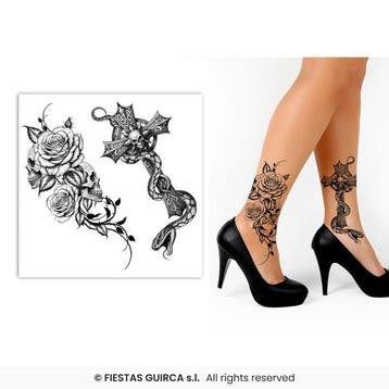Neptattoo Schedels & Kruis, Hobby en Vrije tijd, Verzenden, Nieuw, Feestartikel