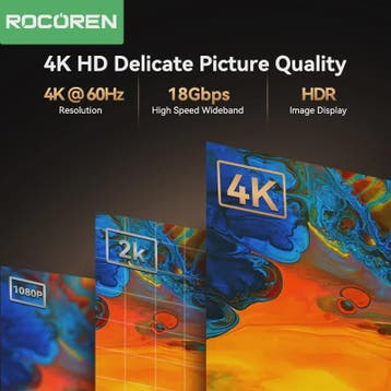 Rocoren HDMI 2.0 Kabel - 4K@60Hz Hoge Snelheid voor PS5, Xbo, Verzenden, Nieuw