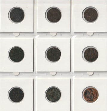 Nederland - Gelderland. Duiten 1756 t/m 1793 (lot van 9