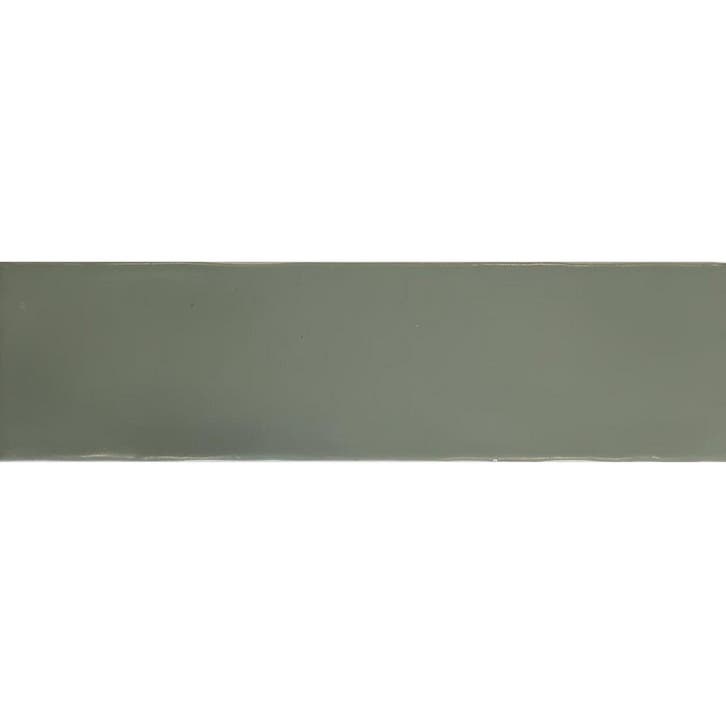 Wandtegel Tebe Vintage 7.5x30 cm Mat Olijf Groen  (prijs per, Doe-het-zelf en Verbouw, Tegels, Ophalen of Verzenden