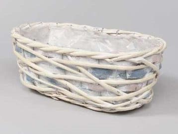 Rieten Mand Maritiem Blauw/Wit Rechthoek 28x13x11 cm, Ophalen of Verzenden, Nieuw