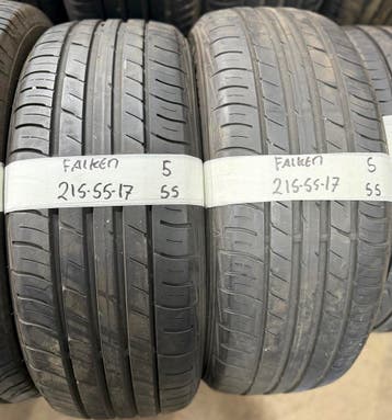 2x 215-55-17 Falken Zomer 2x 5mm €55 Per Band 215 55 17, Ophalen, 17 inch, Band(en), Personenwagen