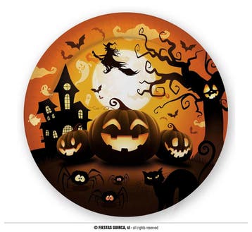 Halloween Borden Volle Maan (6st), Ophalen of Verzenden, Nieuw