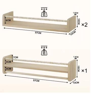 Set van 3 Kinder Boekenplanken – Houten Wandrek Speelgoed, Verzenden, Nieuw