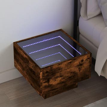 vidaXL Nachtkastje met Infinity LED 40x40x30 cm gerookt, Verzenden, Nieuw, Hout