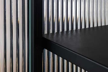 Modern dressoir AMSTERDAM 105cm Zwart Goud Geruite Glazen, Ophalen of Verzenden, Nieuw