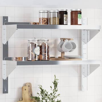 vidaXL Wandschap 2-laags 75x23,5x60 cm roestvrijstaal, Verzenden, Nieuw