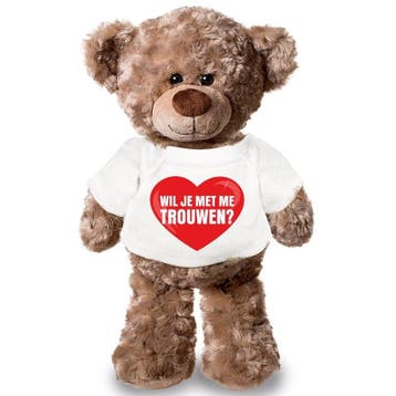 Teddybeer knuffel - wil je met me trouwen - pluche - 43 cm, Verzenden, Nieuw