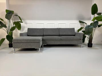 Brühl Tomo Designer Bankstel Couch Grijs Stof Relaxfunctie, Hoekbank, Driepersoons, Ophalen of Verzenden, Zo goed als nieuw