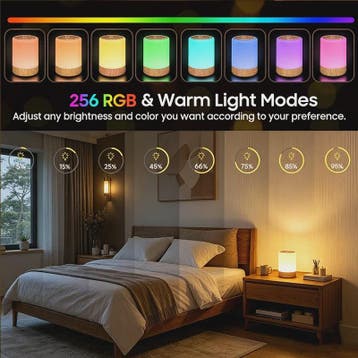 Lureshine Houtnerf LED Nachtlamp Touch Control - Dimbare RGB, Huis en Inrichting, Verzenden, Nieuw