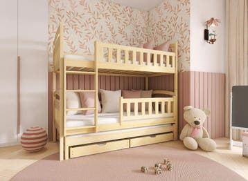 Stapelbed met Lade Bas - 3-persoons - 90 x 200 - Hout, Kinderen en Baby's, Kinderkamer | Stapelbedden en Hoogslapers, Verzenden