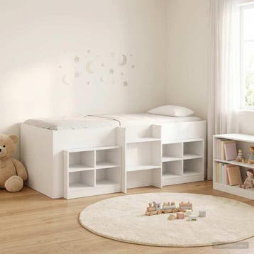 vidaXL Loft Bed Frame met Kast met plank 3 st Wit Bewerkt, Verzenden, Nieuw, Wit, Hout