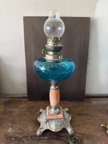 Lamp - Glas, Metaal, Marmer, Antiek en Kunst