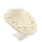 Gouden staafjescollier met parels (Ketting), Gebruikt, Overige kleuren, Ophalen of Verzenden, Met edelsteen