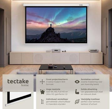 2dekans | tectake® Beamer Scherm - 84 Inch (214 cm) - 16:9, Ophalen of Verzenden, Zo goed als nieuw, Tectake