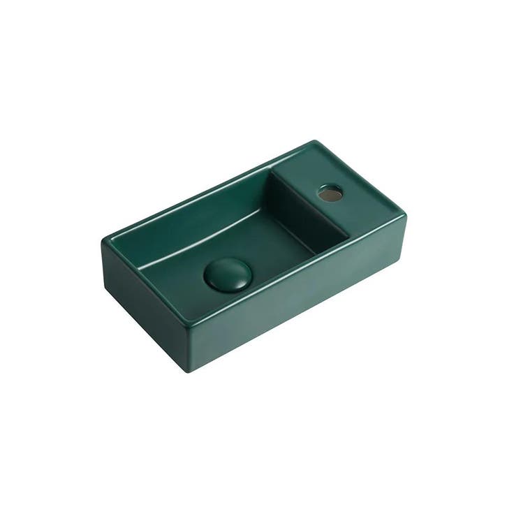 Fontein Ora 41x22x10cm mat groen inclusief afvoerplug rechts, Doe-het-zelf en Verbouw, Sanitair, Verzenden