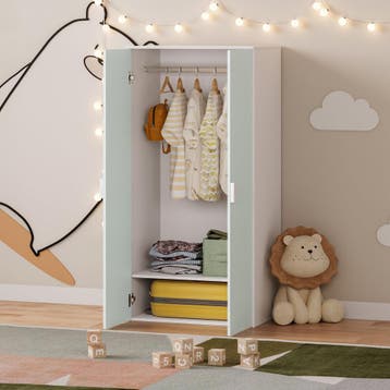 Kinderkast Sandnes 2-deurs 123x60x40 cm wit en mintgroen [en, Verzenden, Nieuw