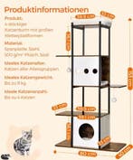 Kattenkrabpaal met 4 Niveaus – Grotten, Platform en Krabmat, Dieren en Toebehoren, Verzenden, Nieuw