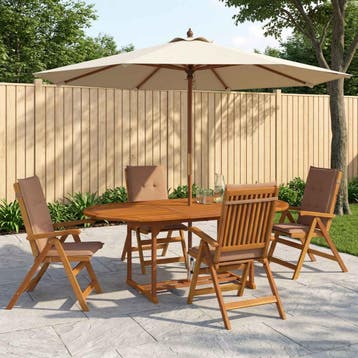 vidaXL 5-delige tuin eetset Naturel Massief Acaciahout, Verzenden, Nieuw