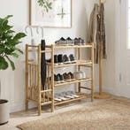 vidaXL Schoenenrek met plank met opslag Naturel 88 x 27 x 80, Verzenden, Nieuw