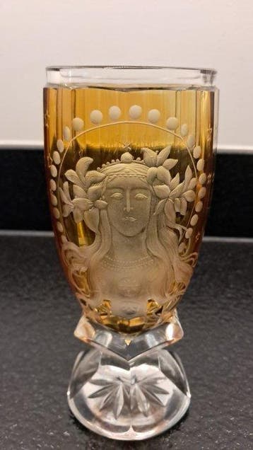 Beker - Kristal - Art Nouveau portretkelk v