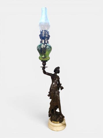 Oil Lamp after Moreau - sculptuur, SPING FLOWERS - 80 cm -