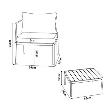 Tuinset Accettura 3-delig tuintafel met 2 tuinstoelen grijs, Verzenden, Nieuw