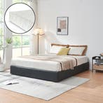 Tweepersoonsbed Nola met matras kunstleer 200x160 cm zwart [, Verzenden, Nieuw