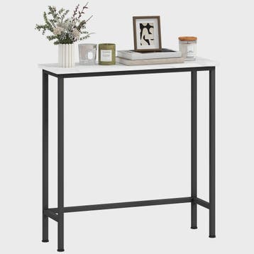 Smalle Hal Console Tafel met Marmerlook en Zwart Metaal Fram, Verzenden, Nieuw
