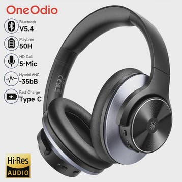 Oneodio A10 Draadloze Over-Ear Koptelefoon met Hybride ANC,, Verzenden, Nieuw