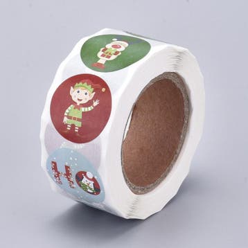 1 rol 500 stickers Wensetiket zegel rond 25mm Kerst 8 soo..., Ophalen of Verzenden, Nieuw