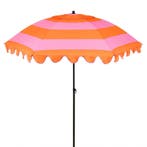 Edelman Jessy stokparasol streep oranje - Ø197 x 238 cm, Verzenden, Nieuw