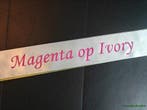 Bedrukt lint Ivory met Magenta opdruk 70 mm 80 cm, Ophalen of Verzenden, Nieuw