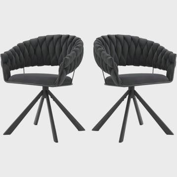 Set van 2 fluwelen draaistoelen 360° met geweven rugleuning, Verzenden, Nieuw