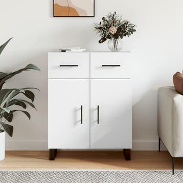 vidaXL Dressoir 69,5x34x90 cm bewerkt hout wit, Verzenden, Nieuw, Overige houtsoorten, Minder dan 50 cm