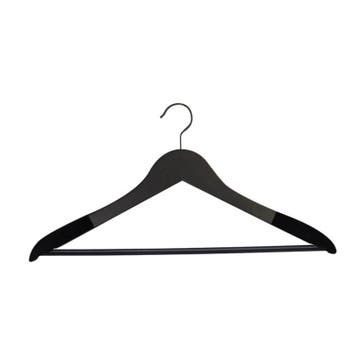 Hanger black Helena 44 cm Flock 1 cm dik met houten bar