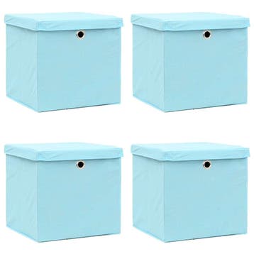 vidaXL Opbergboxen met deksel 4 st 28x28x28 cm babyblauw, Huis en Inrichting, Verzenden, Nieuw