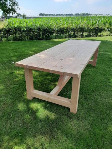 Nu €495,- Op voorraad robuuste Douglas tuintafel 250x97 x76, Nieuw, Rechthoekig, Hout