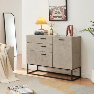 Sideboard Lavangen commode 75x100x35 cm betonkleurig licht e, Verzenden, Nieuw