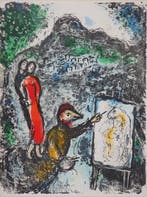 Marc Chagall (1887-1985) - Couple et artiste devant Saint