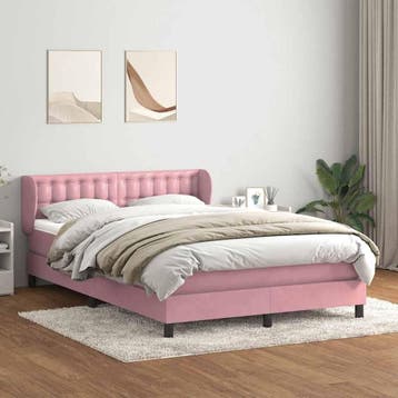 vidaXL Boxspring met matras fluweel roze 160x210 cm, Verzenden, Nieuw, Tweepersoons, Stof
