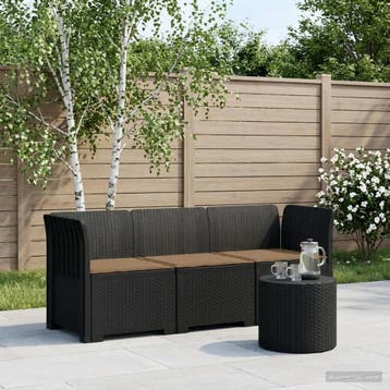 vidaXL 3-zits tuinbank met kussens in rattanlook PP, Verzenden, Nieuw