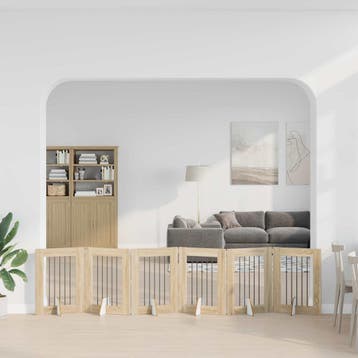 vidaXL Opvouwbaar hondenhek met standaards 6 st Sonoma Eiken, Verzenden, Nieuw