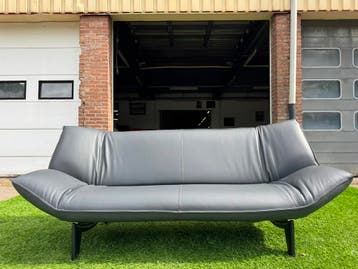 LEOLUX Tango bank relax design 3 zit bankstel grijs leer, Design, 150 tot 200 cm, Driepersoons, Rechte bank