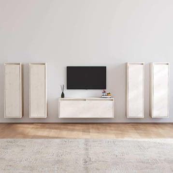 vidaXL Tv-meubelen 5 st massief grenenhout wit, Minder dan 50 cm, Verzenden, Nieuw, Minder dan 100 cm